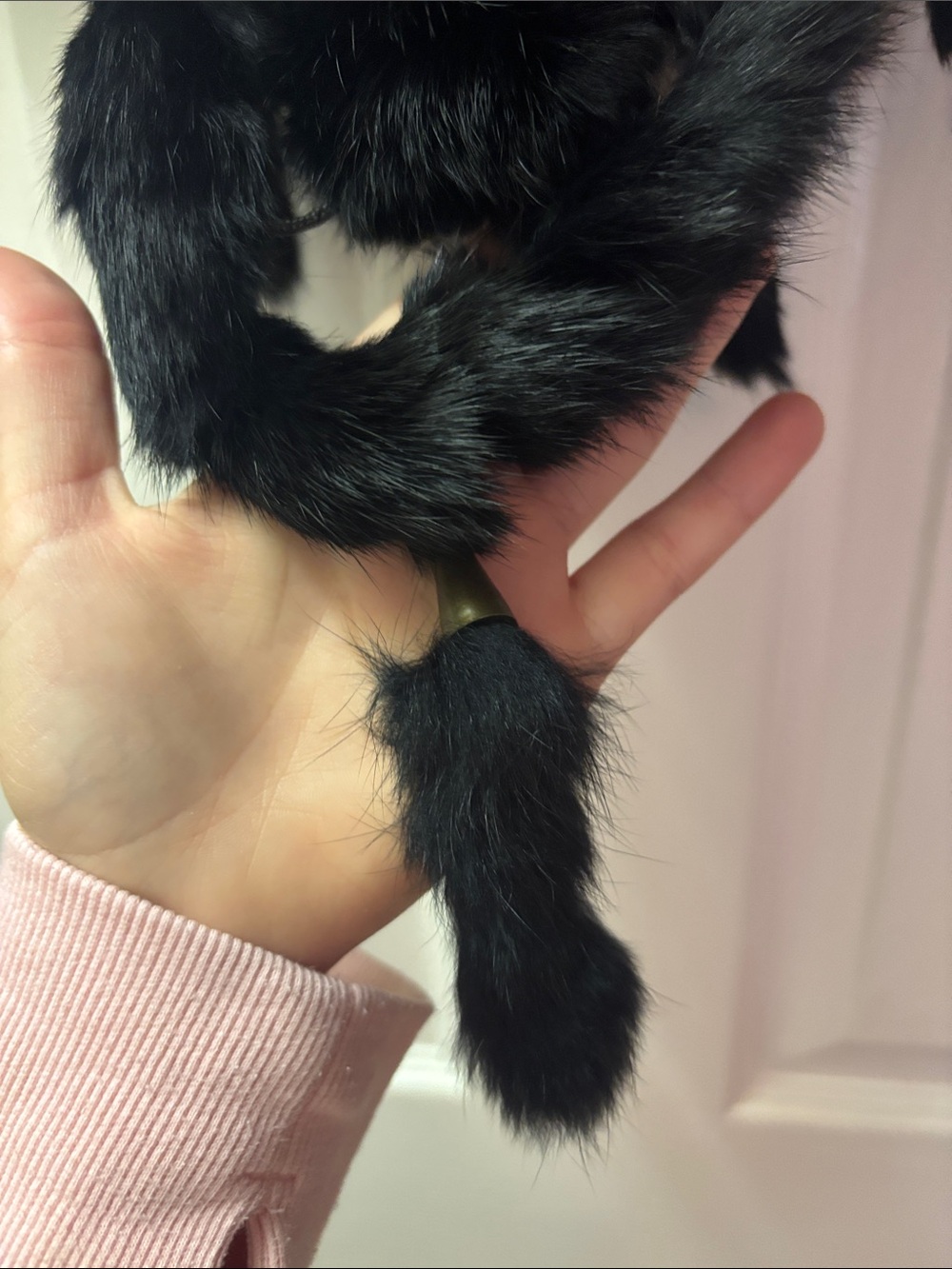 Black Authentic Rabbit Fur Shawl - Picture 2 of 4